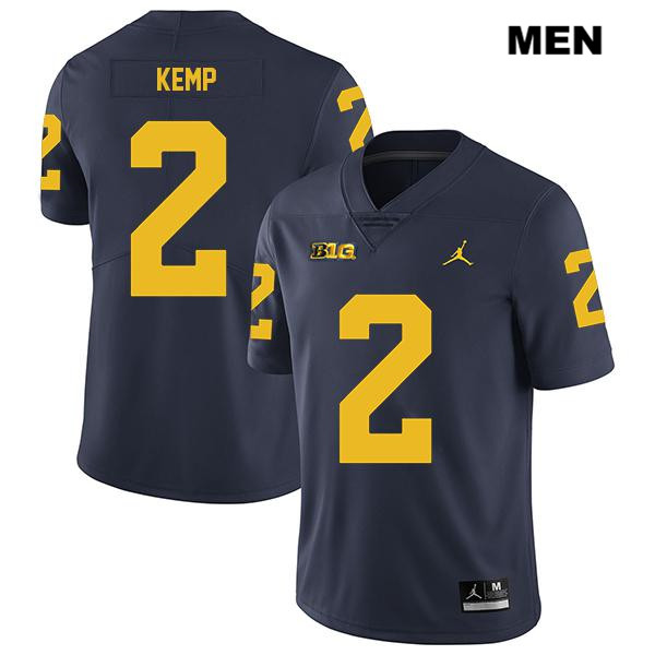 Men's NCAA Michigan Wolverines Carlo Kemp #2 Navy Jordan Brand Authentic Stitched Legend Football College Jersey EP25T42LM